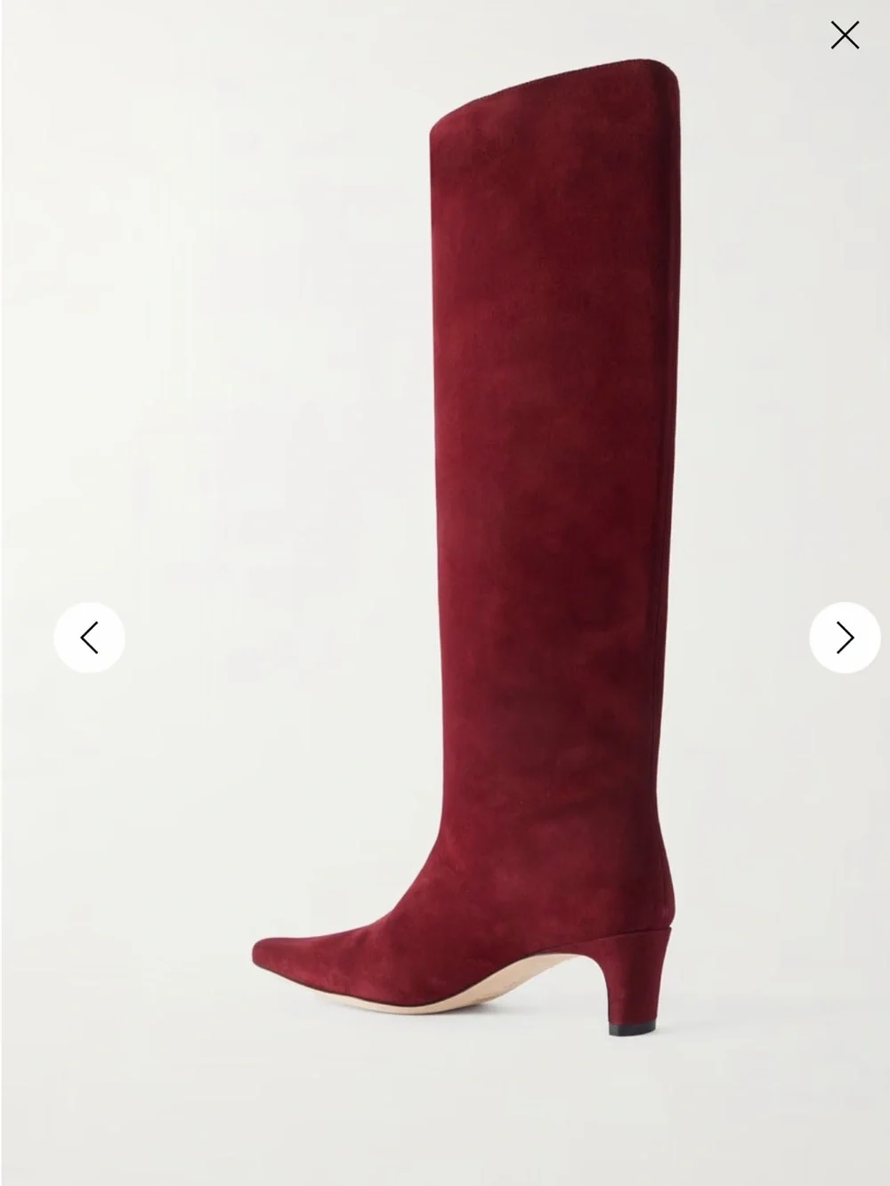 STAUD Over-the-Knee Suede Boots in Burgundy